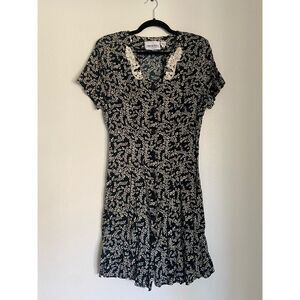 VINTAGE Caroline Wells Dress Green Floral